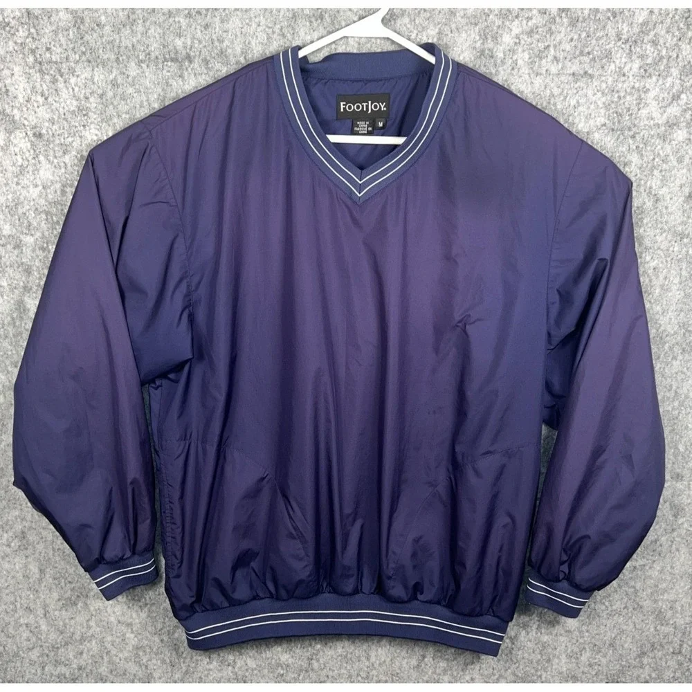 FootJoy Men's Golf Windshirt Pullover V-Neck Purple‎ Lightweight Jacket Medium